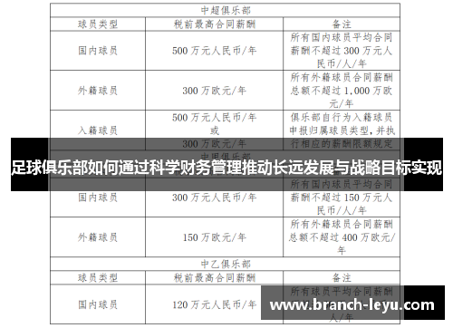 足球俱乐部如何通过科学财务管理推动长远发展与战略目标实现 足球俱乐部如何通过科学财务管理推动长远发展与战略目标实现